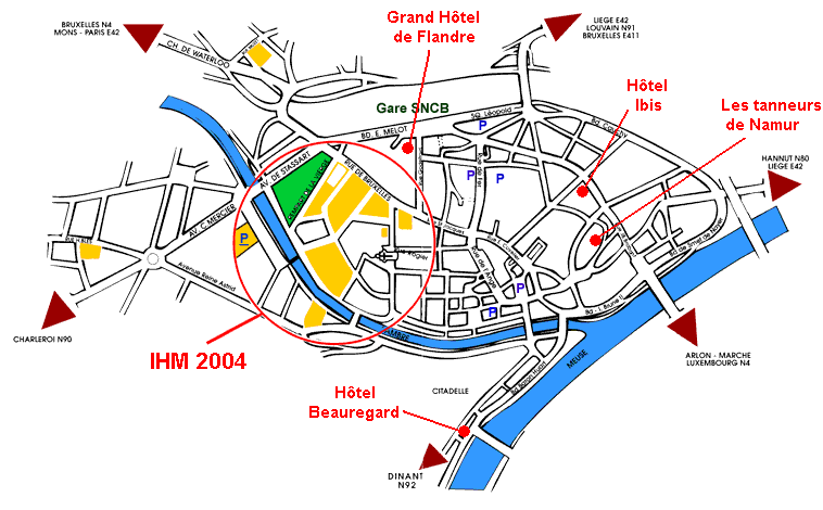 Plan des h&ocirc;tels dans le centre-ville